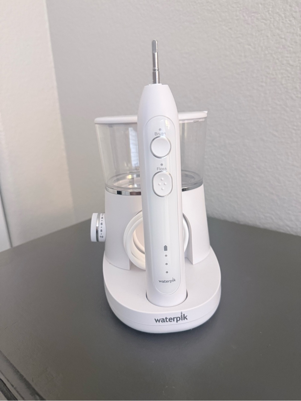 Waterpik White Countertop Water Flosser and toothbrush